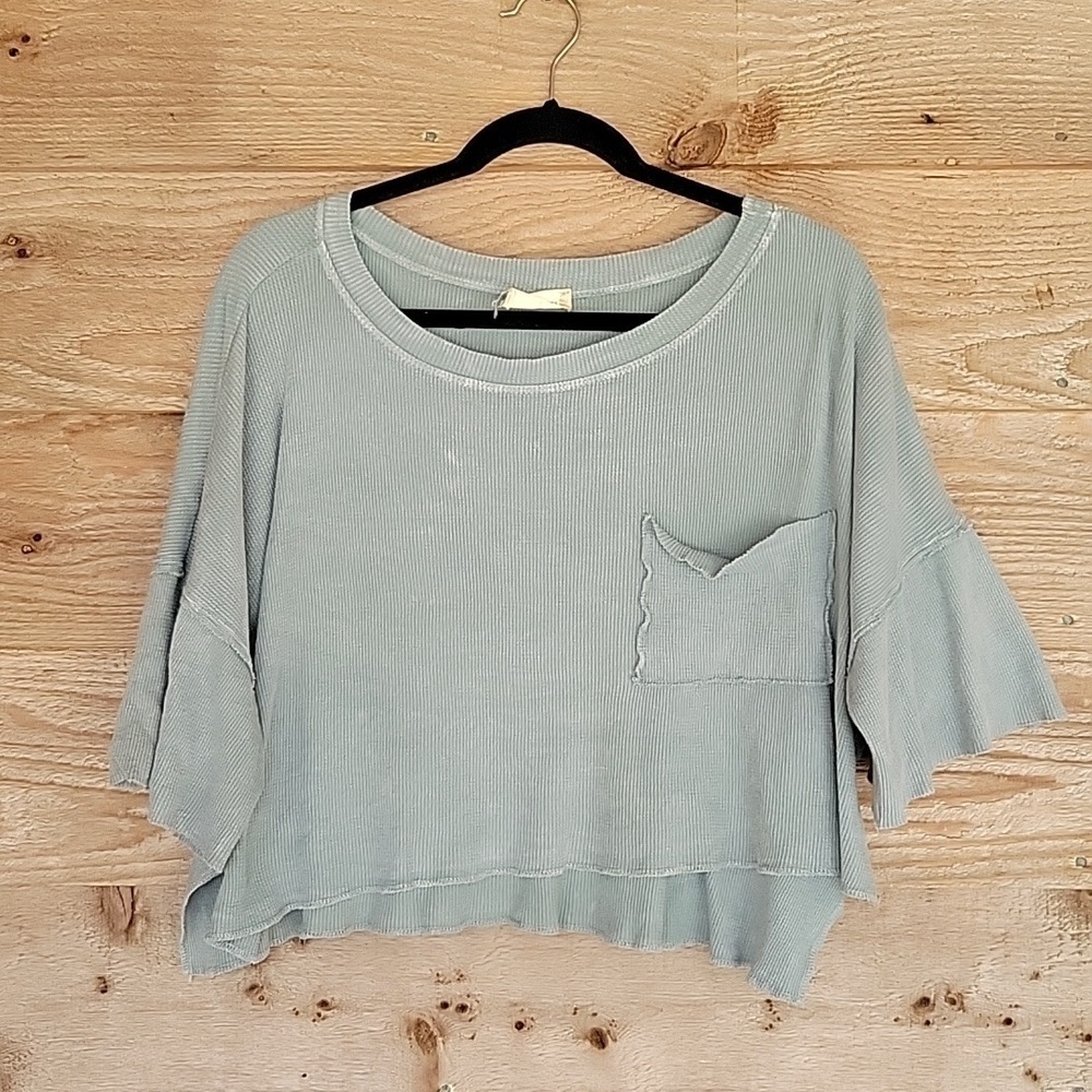 Altar'd State XSmall Green Oversized Waffle Tee